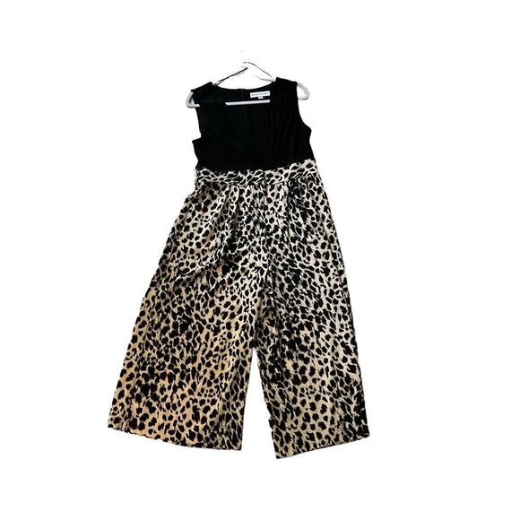 Emma & Michele Jumpsuit Women Size 12 Black Leopard Sleeveless Surplice Neck - Picture 4 of 6